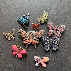 Collection of Rhinestone Butterfly Brooches
